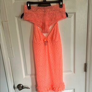 Victoria's Secret Pink Chemise Lace Off-Shoulder